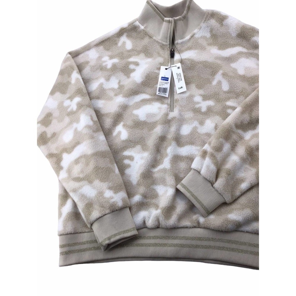 Zelos NWT 1/2 Zip Sherpa Ribbed Hem Pullover Size Large Ivory Camo - Picture 3 of 12